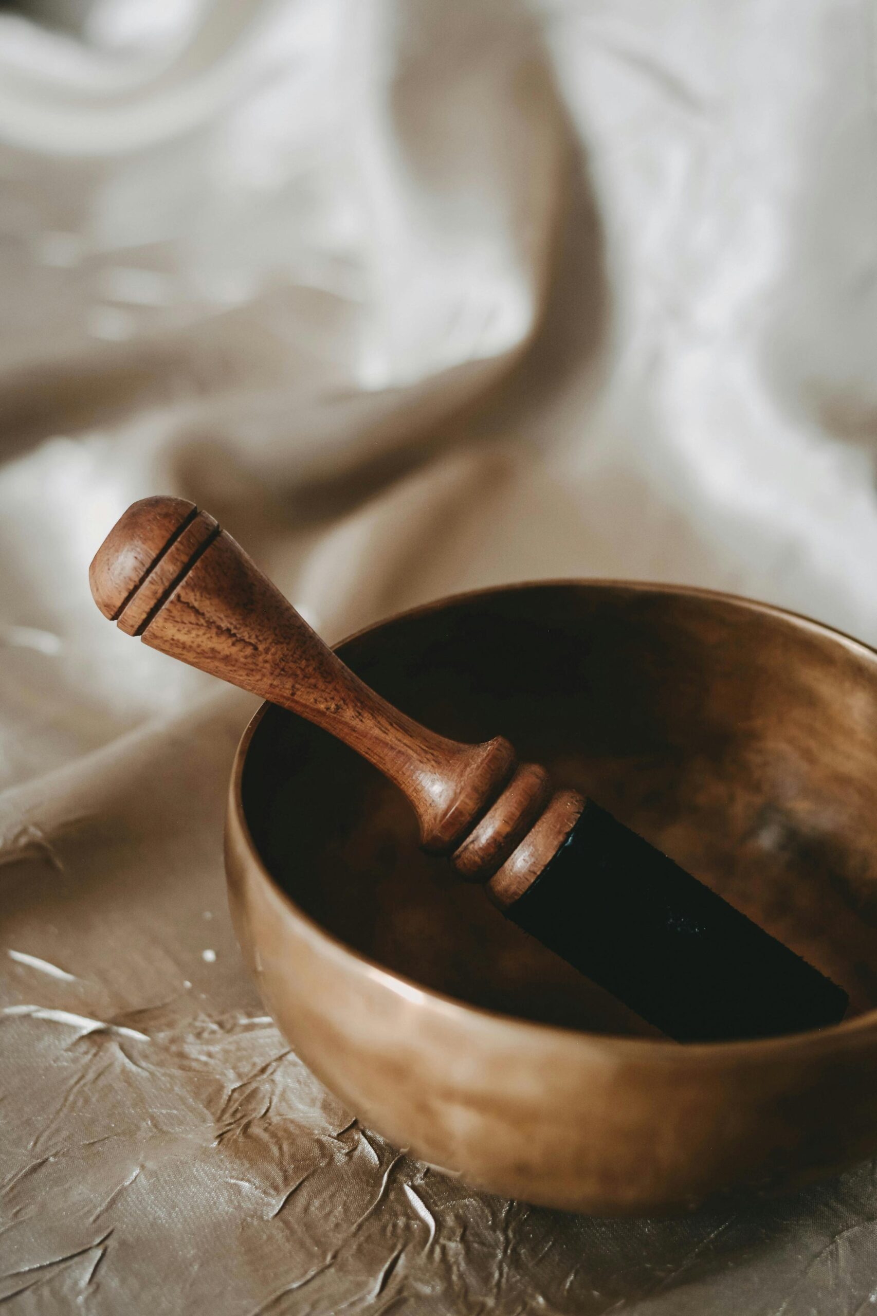 close of some brass sound healing equipment